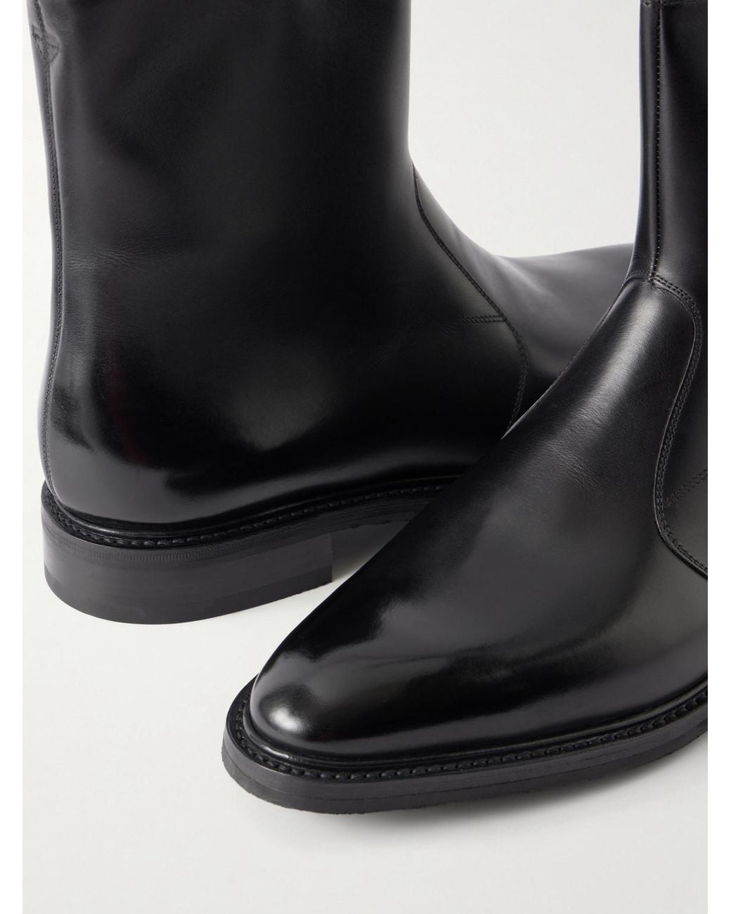 John Lobb Black Regi Leather Chelsea Boots for men
