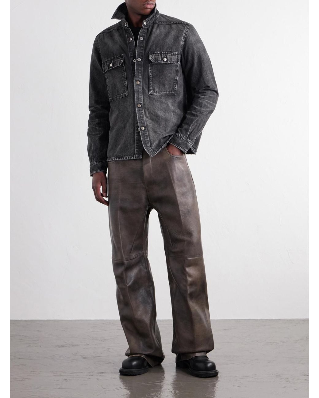 Rick Owens Black Denim Overshirt for men