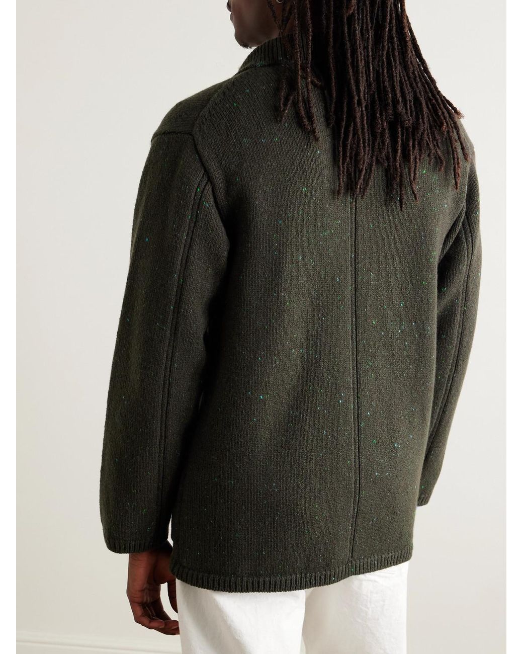 Inis Meáin Black Unstructured Merino Wool And Cashmere-blend Cardigan for men