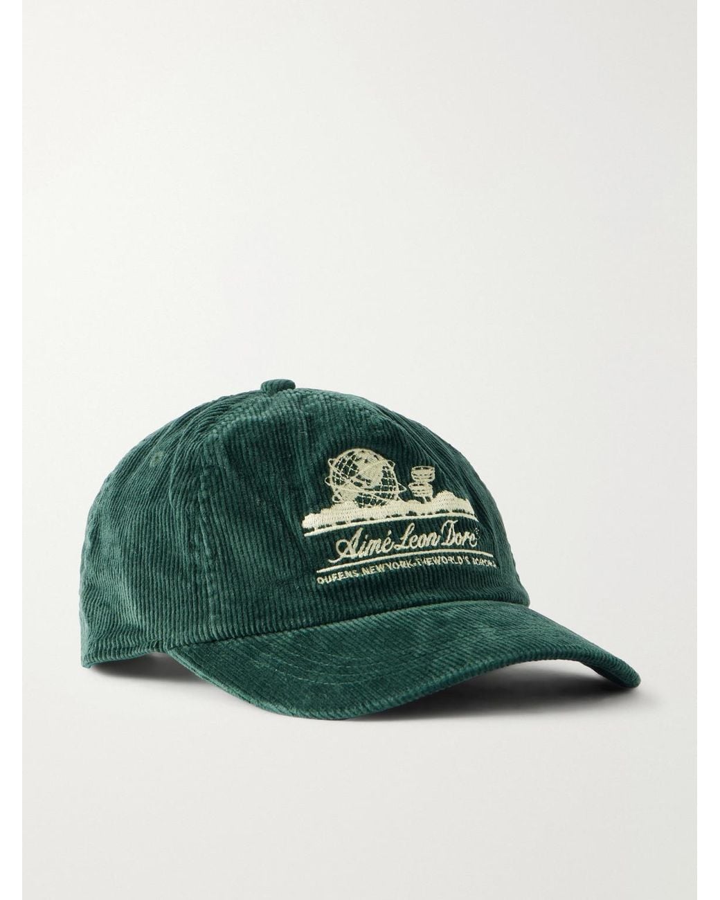 Aimé Leon Dore Green Unisphere Embroidered Cotton-Blend Corduroy Baseball Cap