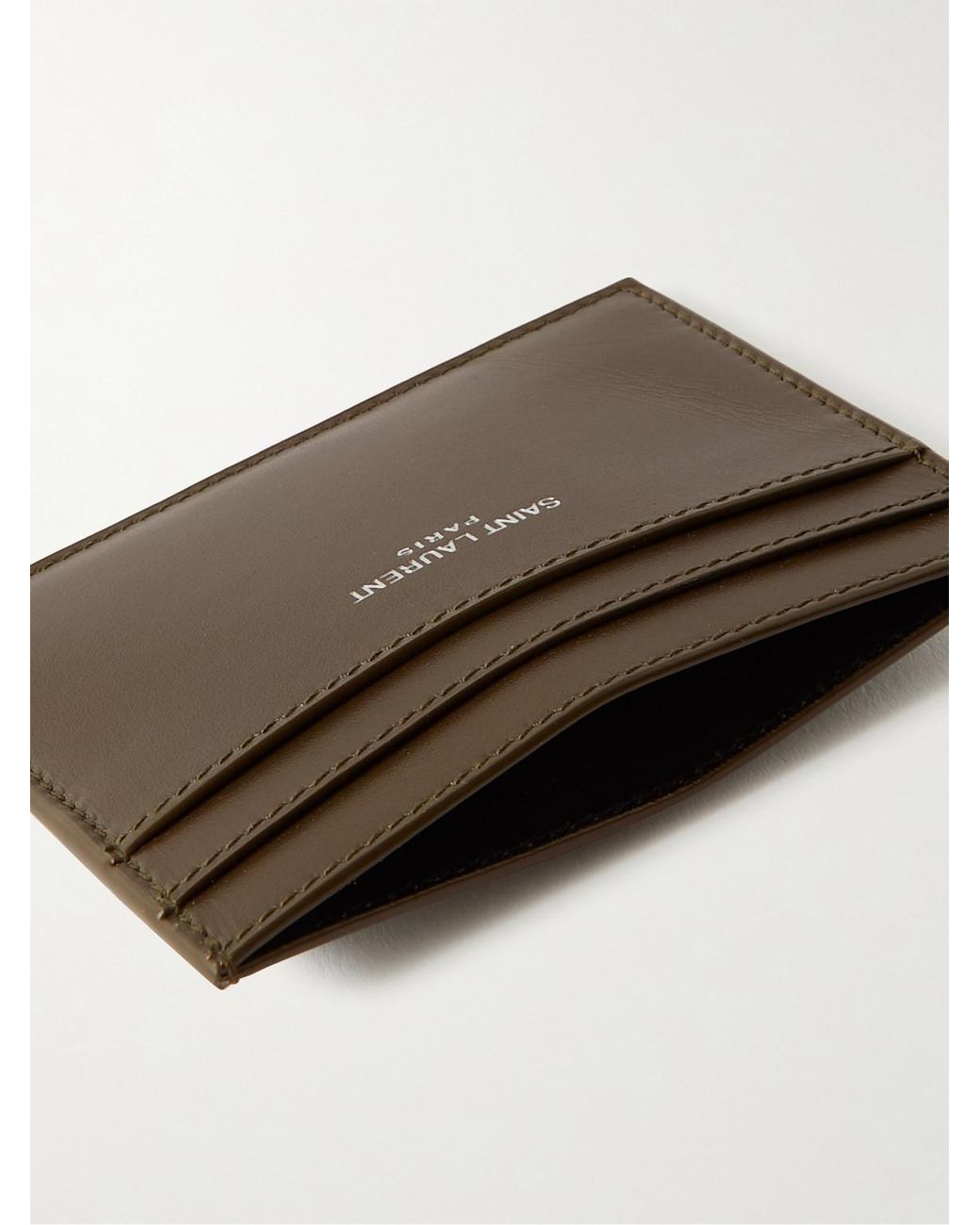 Saint Laurent Brown Logo-Print Leather Cardholder for men
