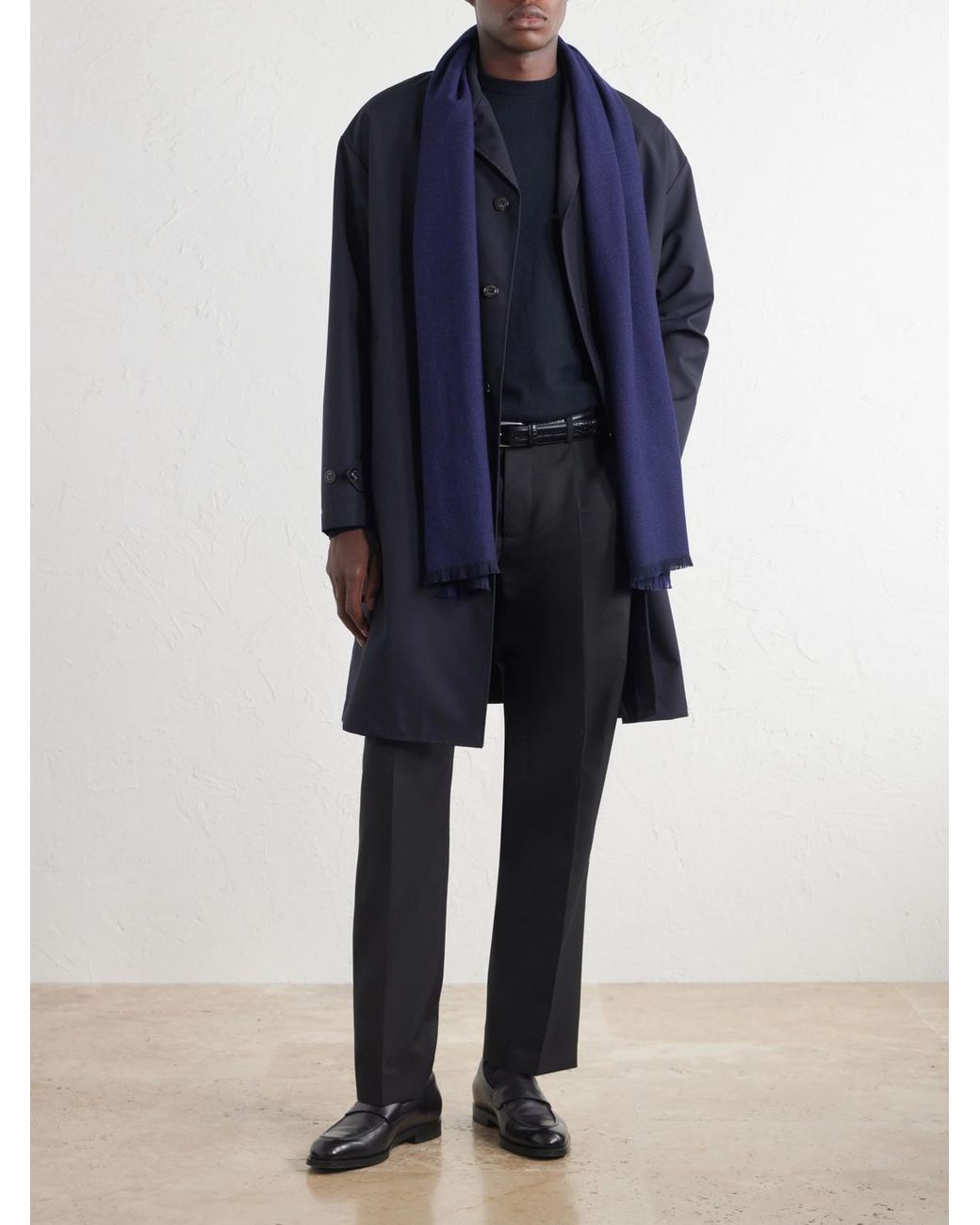 Zegna Blue Wool Scarf for men