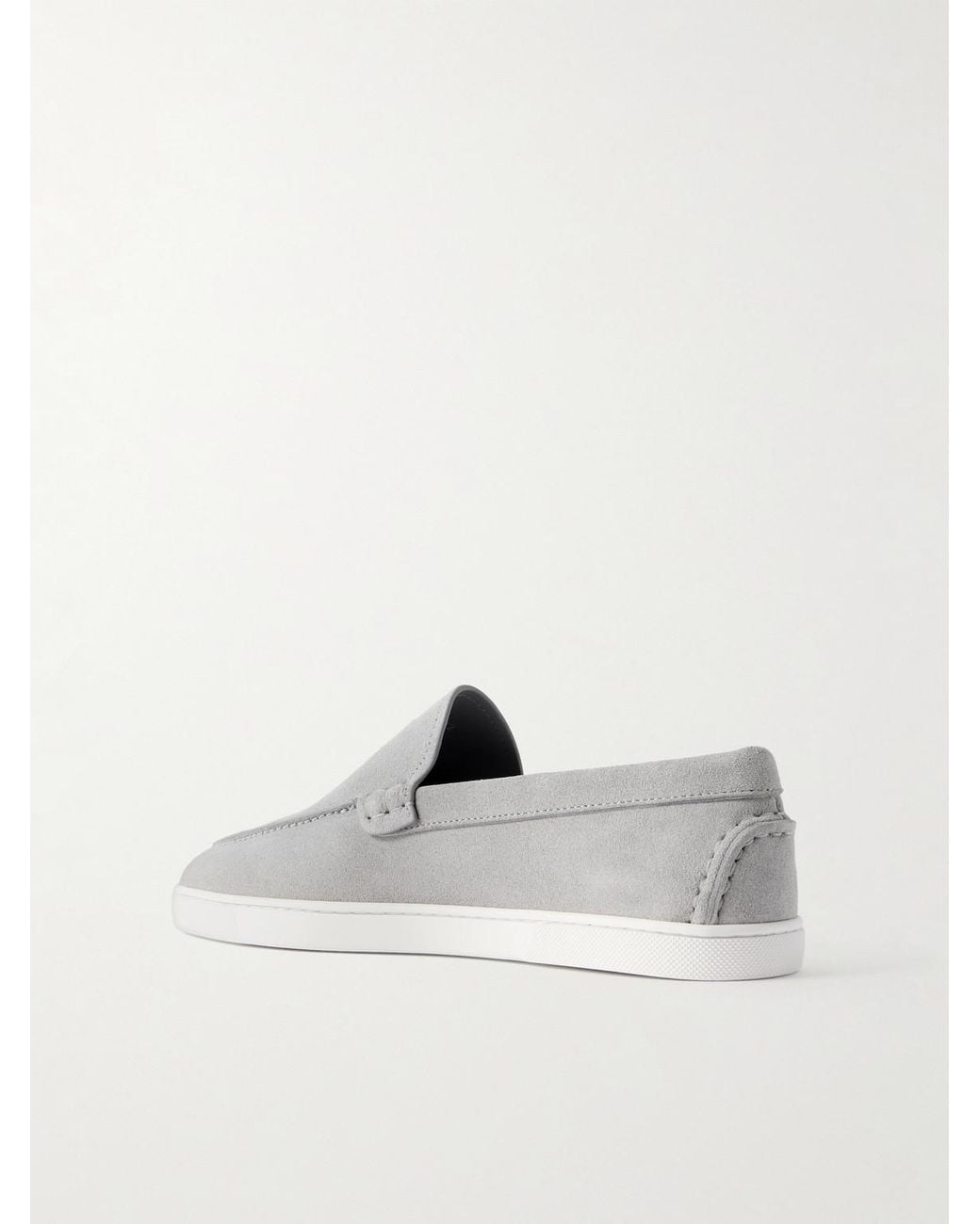 Christian Louboutin White Moonboat Suede Loafers for men