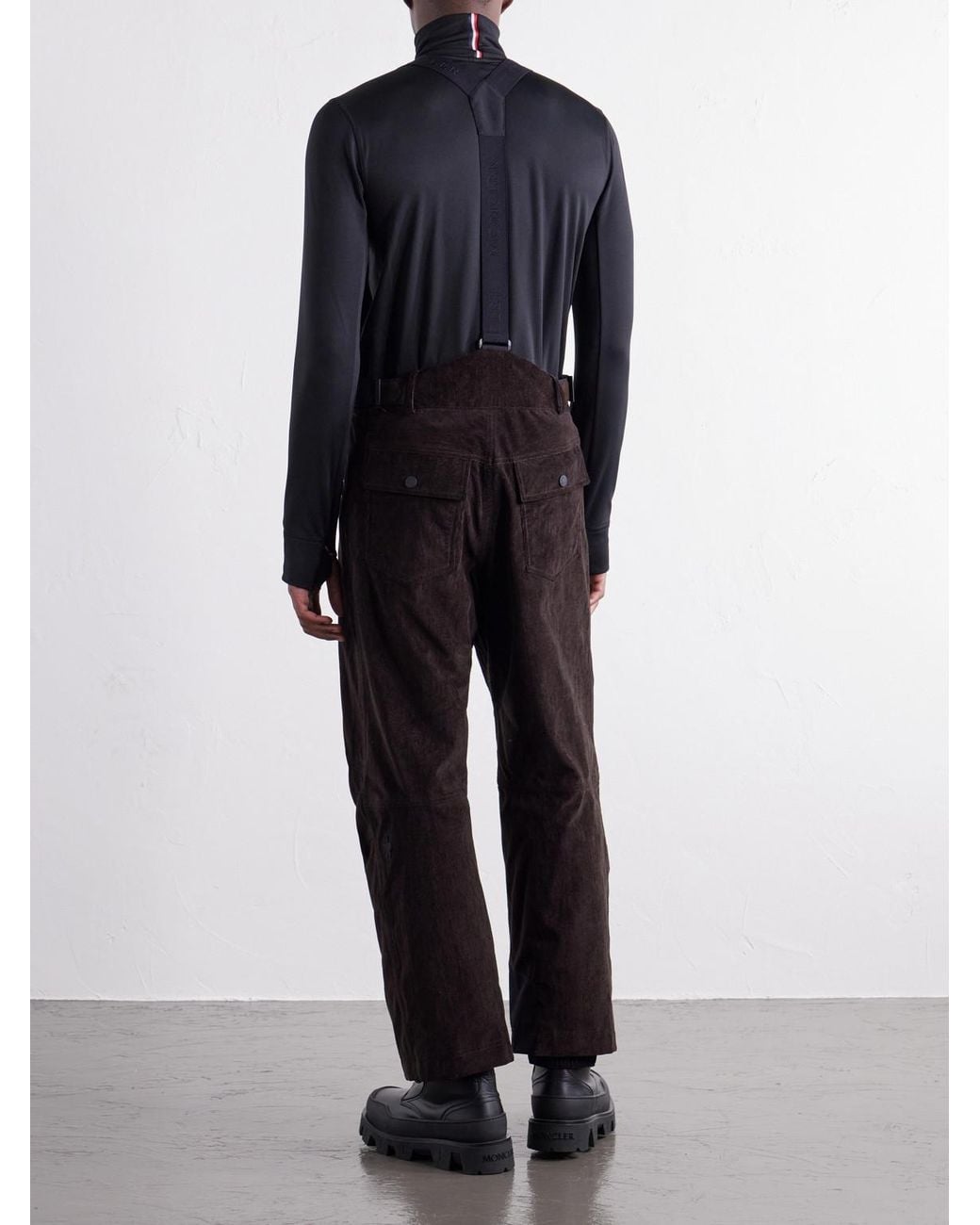 Moncler Brown Straight-Leg Padded Webbing-Trimmed Stretch Cotton-Corduroy Ski Salopettes for men