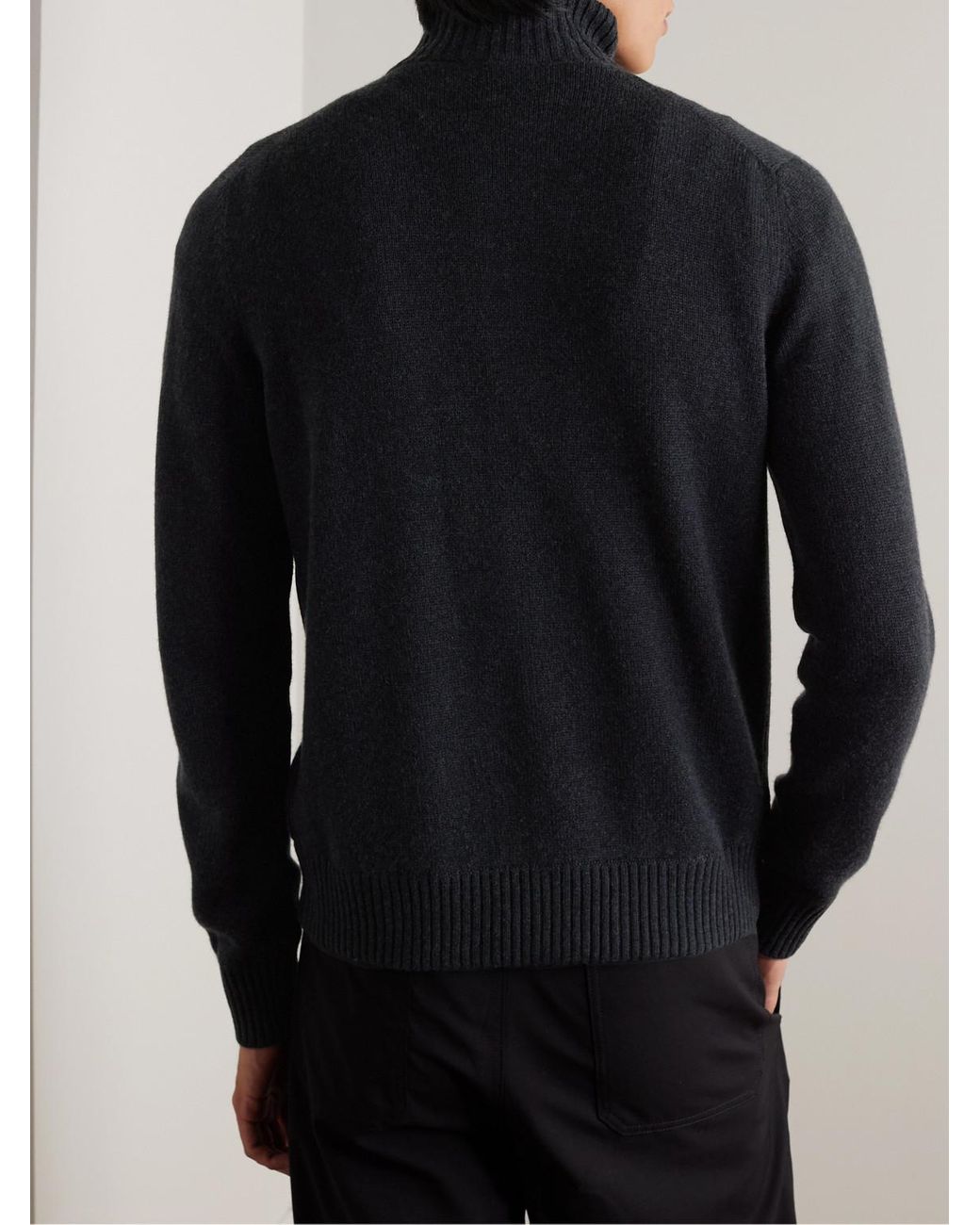 Loro Piana Blue Cashmere Zip-Up Sweater for men