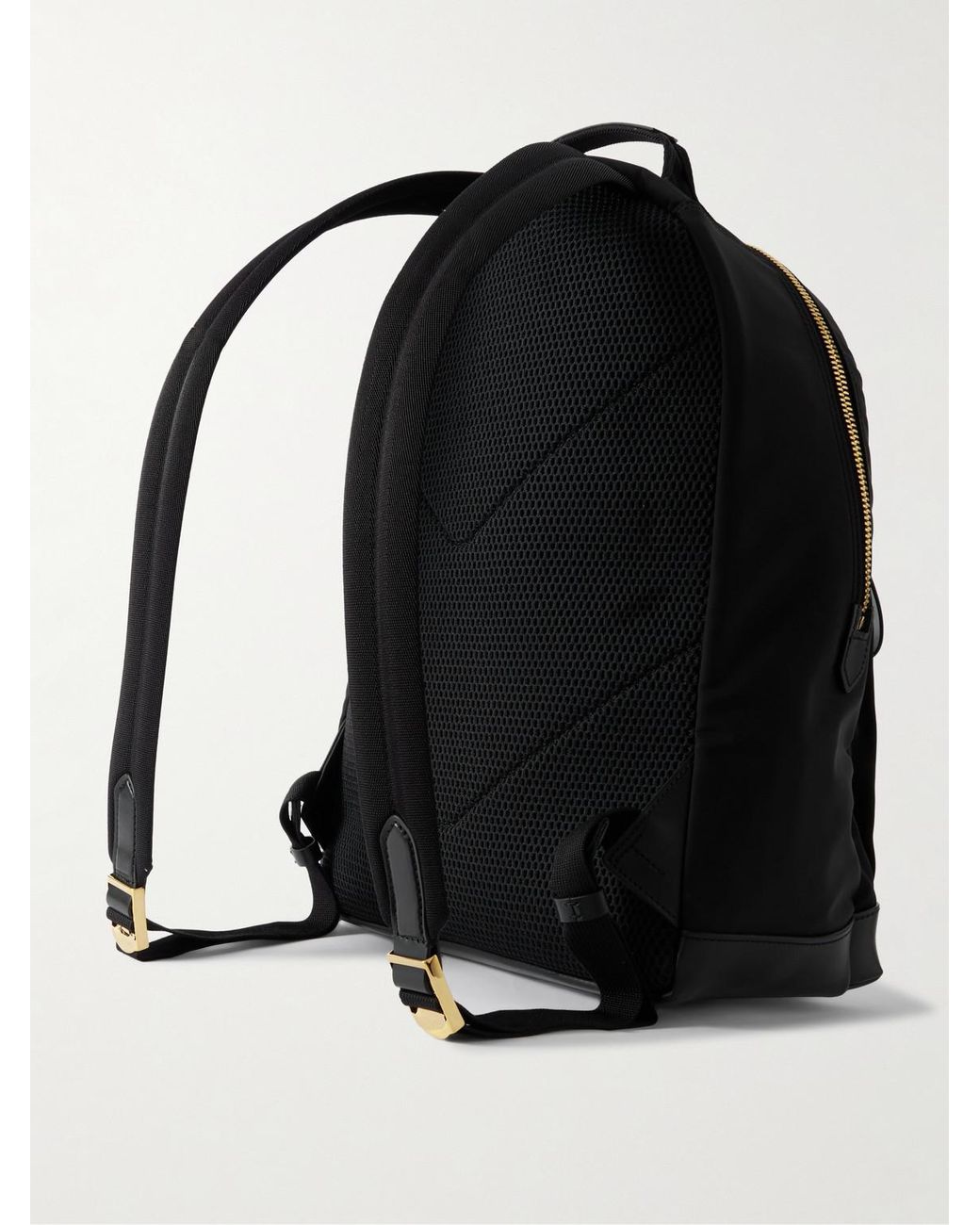 Tom Ford Black Leather-Trimmed Shell Backpack for men