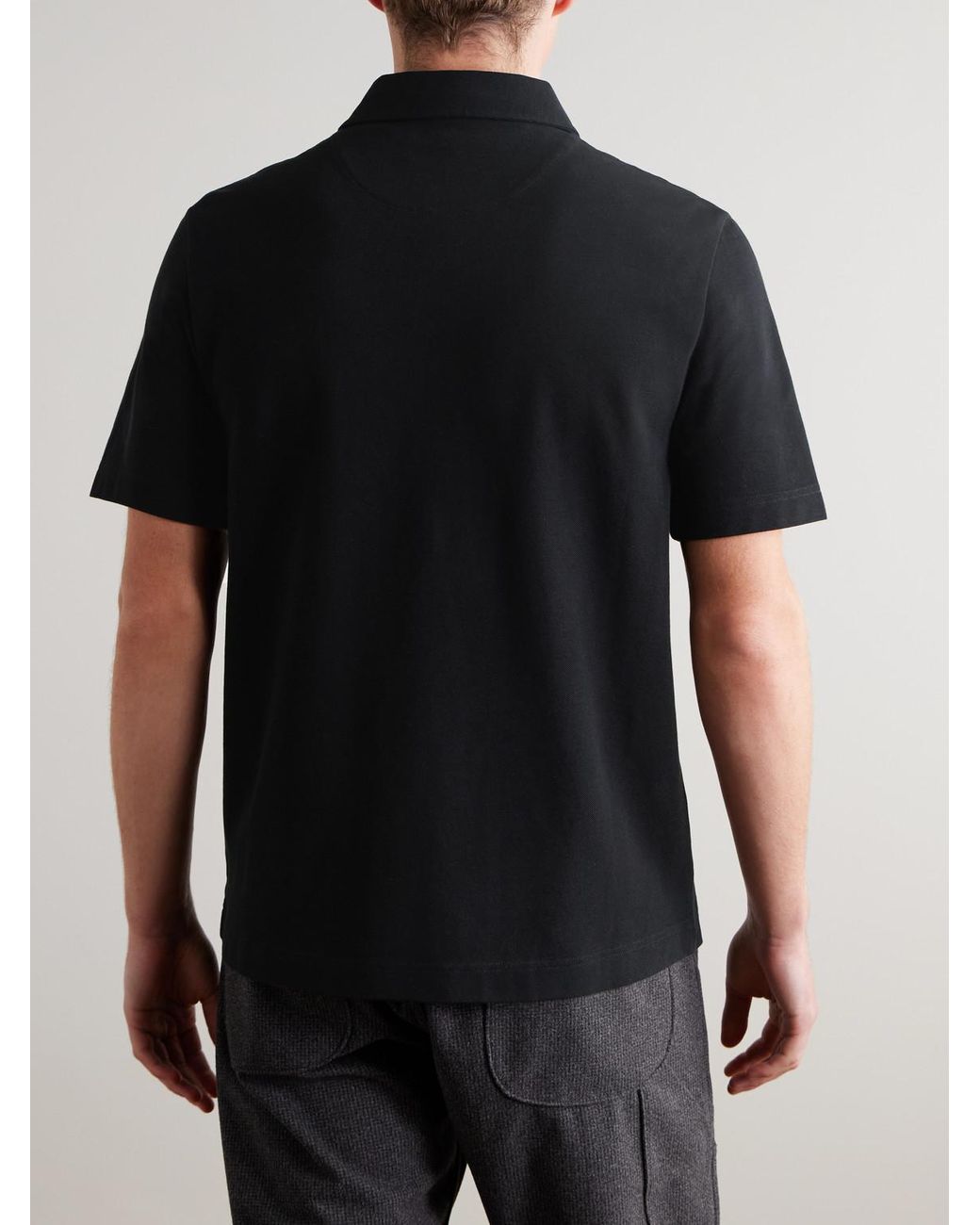 Mr P. Black Cotton-piqué Polo Shirt for men