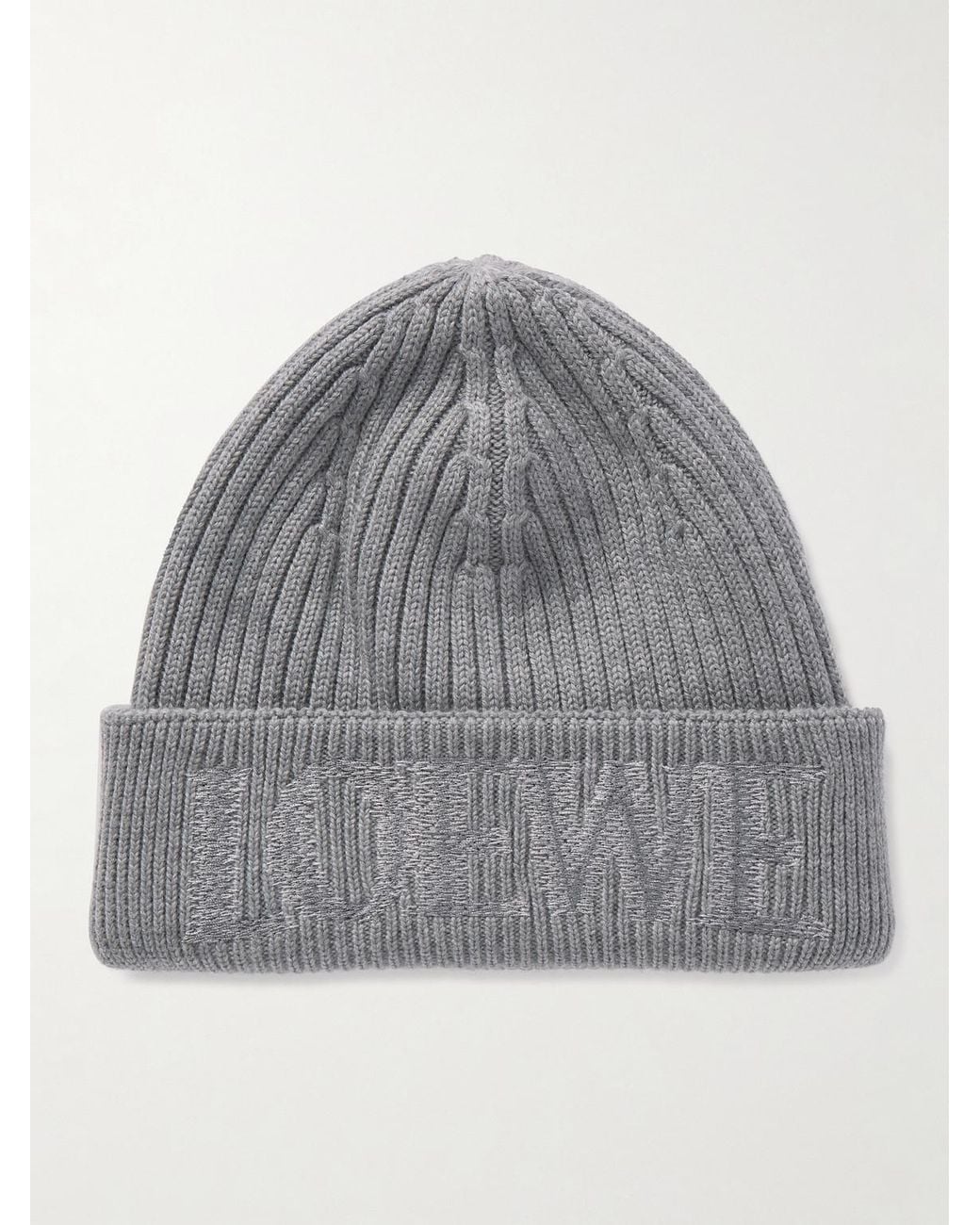 Loewe Gray Embroidered Wool Beanie for men