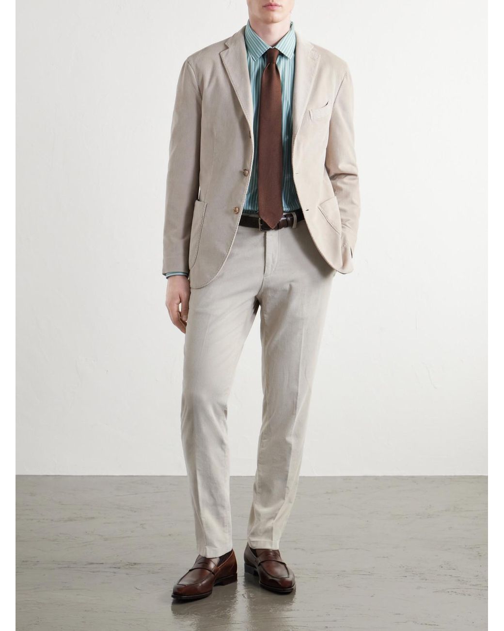 Boglioli Natural Cotton-blend Corduroy Suit Jacket for men
