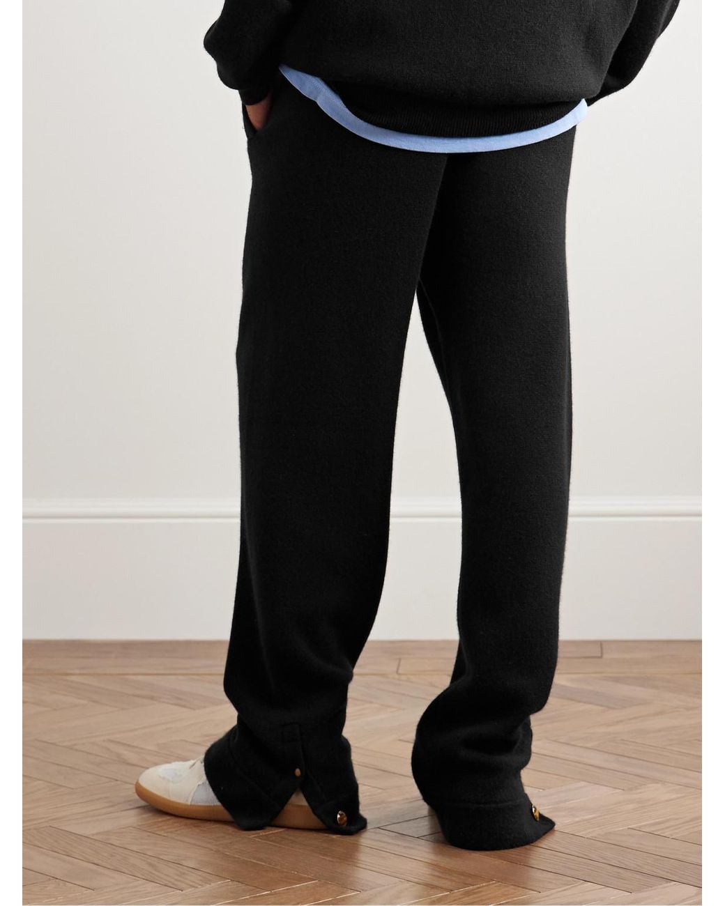 God's True Cashmere Black Straight-Leg Cashmere Drawstring Trousers for men