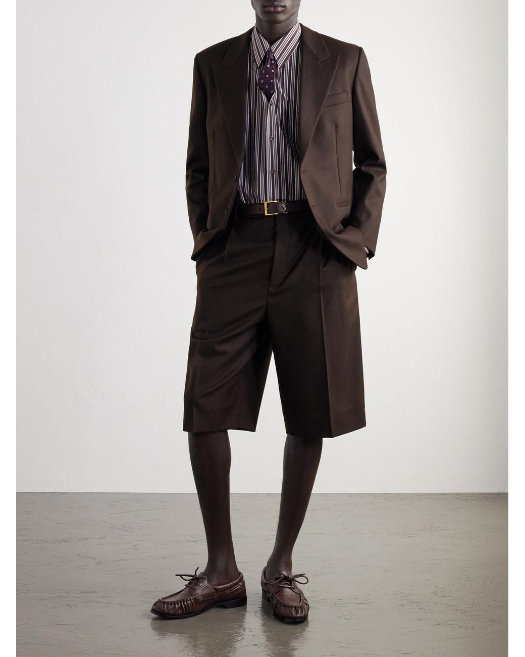 Saint Laurent Brown Straight-Leg Wool Shorts for men