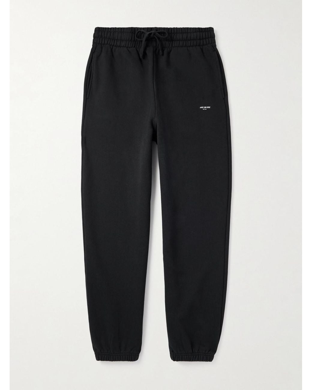 Aimé Leon Dore Black Straight-Leg Logo-Print Cotton-Jersey Sweatpants for men