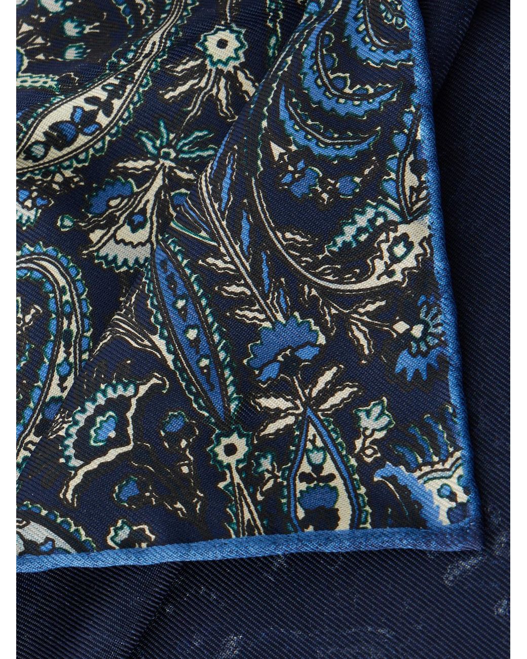 Dunhill Blue Printed Silk-Satin Pocket Square for men