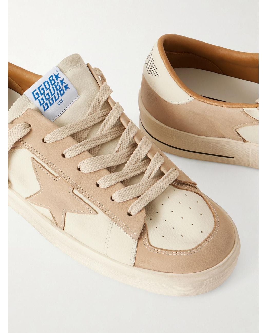 Golden Goose Deluxe Brand Natural Stardan Distressed Colour-Block Full-Grain Nubuck And Leather Sneakers for men