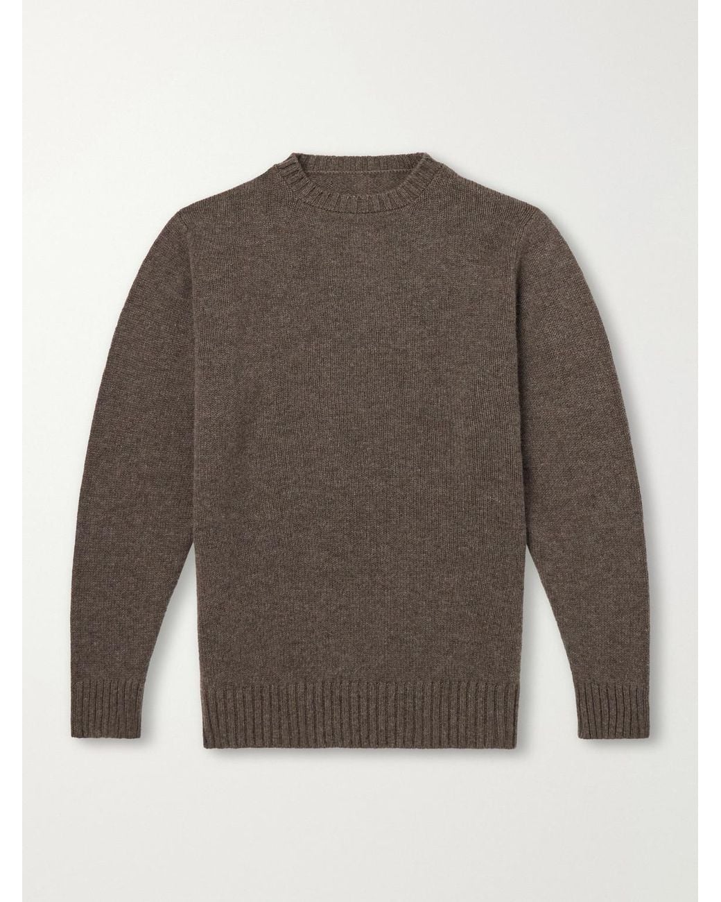 Anderson & Sheppard Gray Super Soft Rib-Trimmed Cashmere Sweater for men