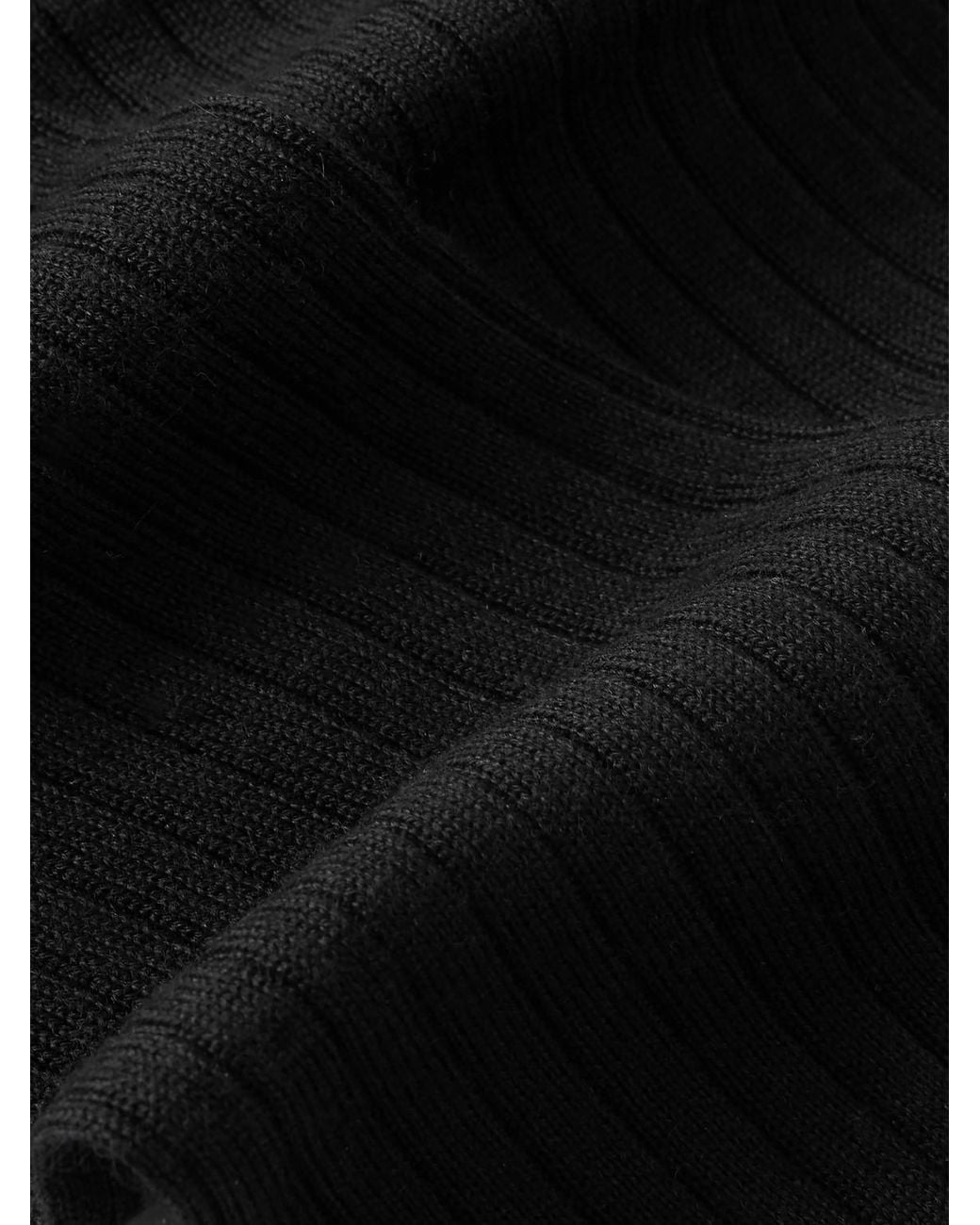 Loro Piana Black Sottile Ribbed Wool, Cashmere And Silk-Blend Socks for men