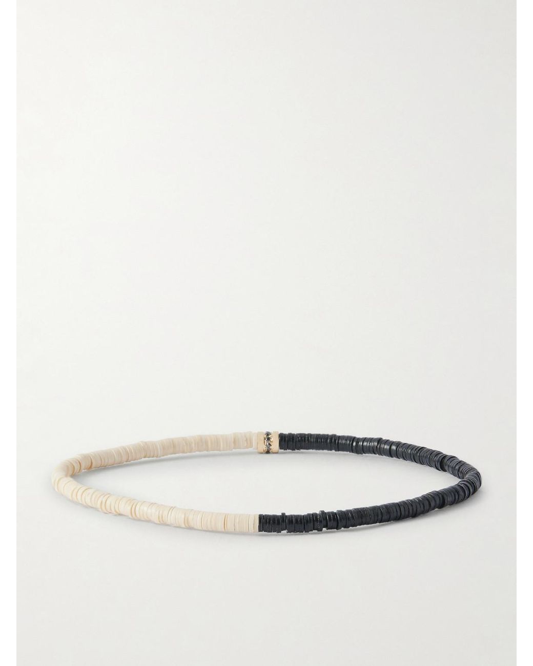 Luis Morais White 14-Karat, Diamond And Stone Beaded Bracelet for men