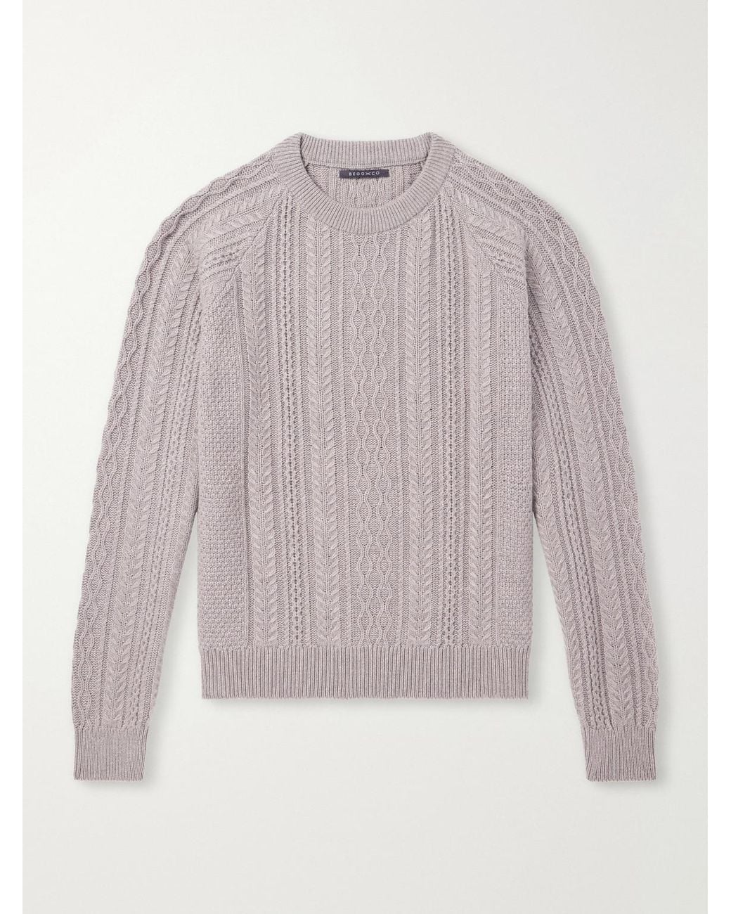 Begg x Co Natural Maytime Cable-Knit Cashmere-Blend Sweater for men
