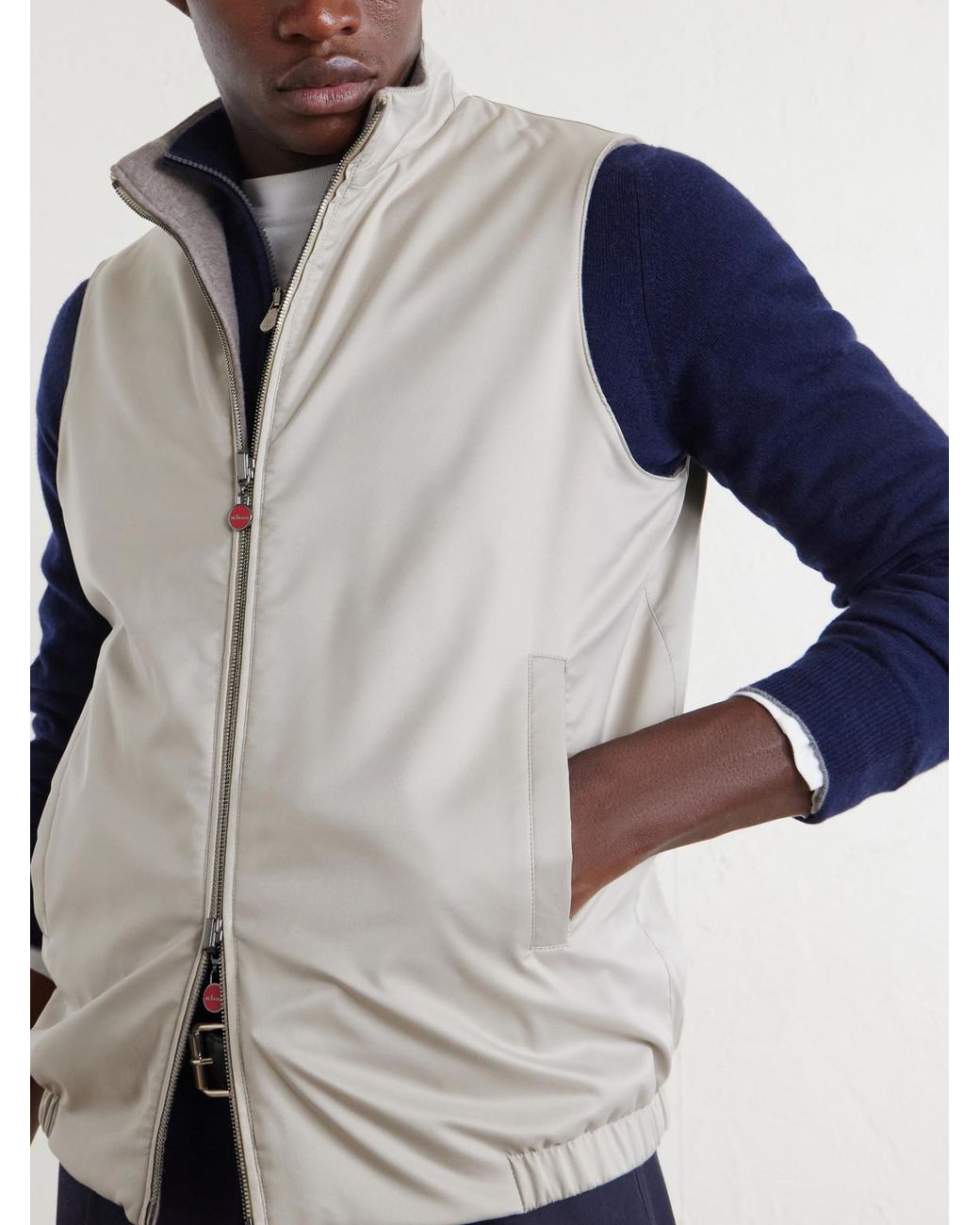 Kiton White Reversible Shell Gilet for men