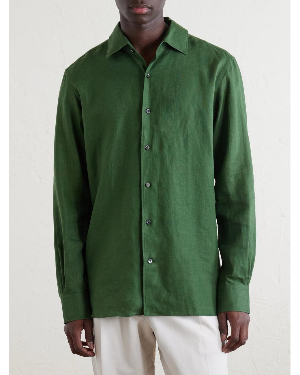 Zegna Green Oasi Linen Shirt for men