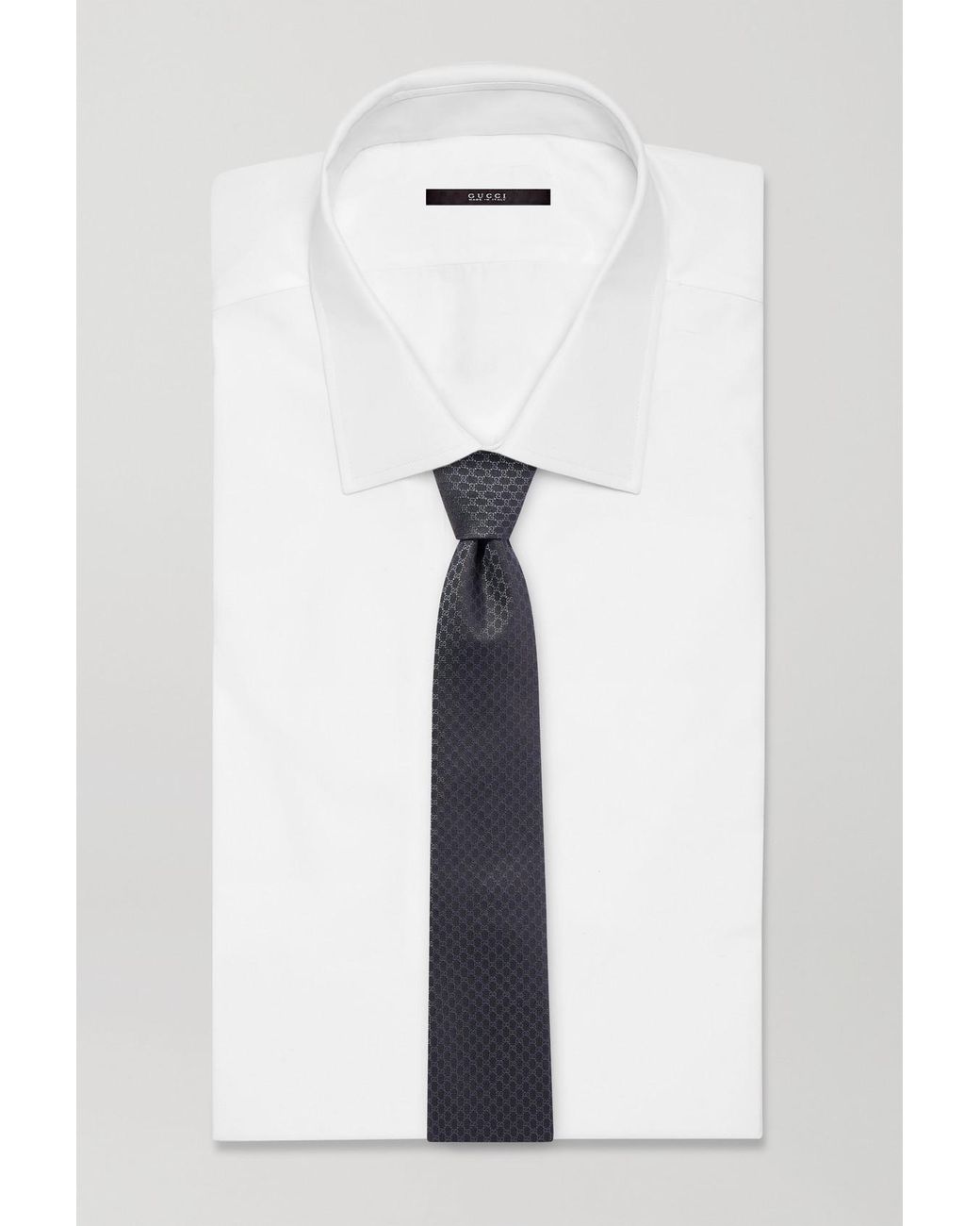 Gucci Gray 7Cm Logo-Jacquard Silk Tie for men