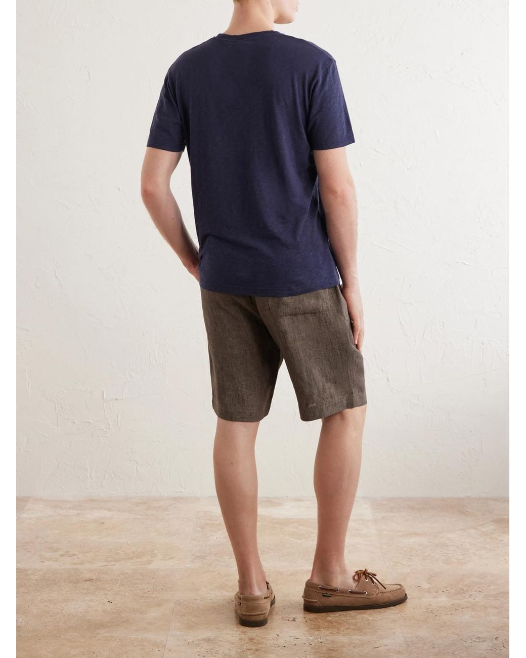 Sunspel Blue Cotton And Linen-Blend T-Shirt for men