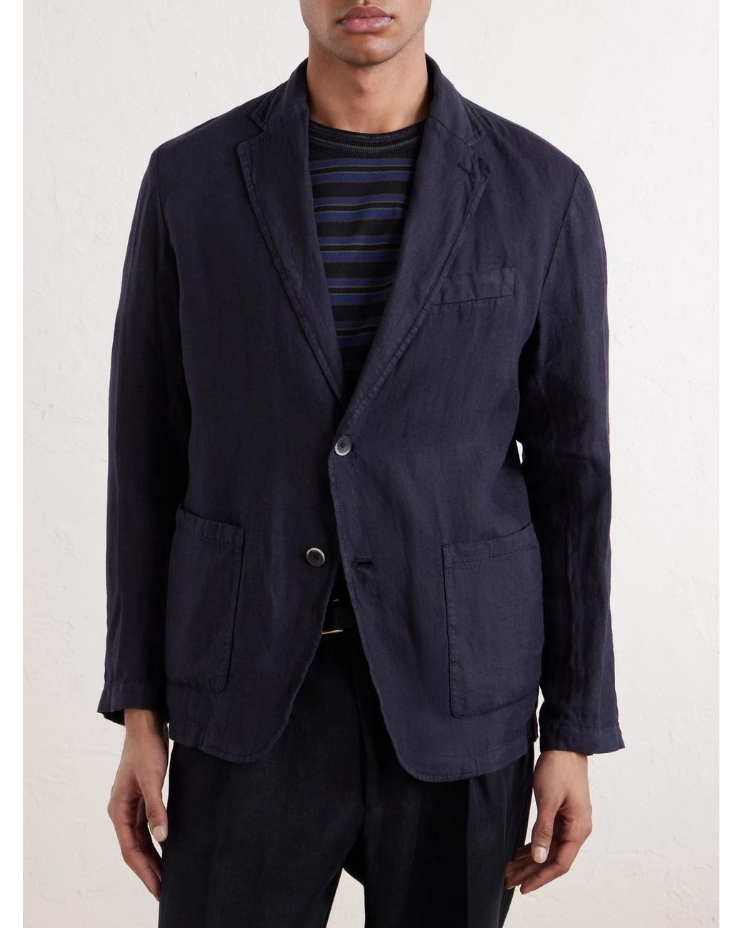 Altea Blue Aaron Garment-dyed Linen Blazer for men
