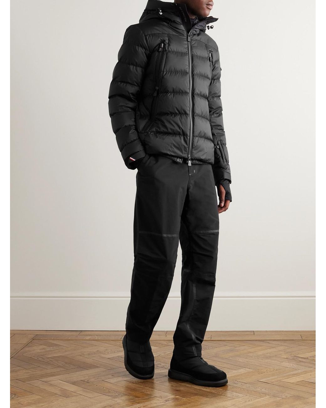 Moncler Black Camurac Logo-appliquéd Quilted Hooded Down Ski Jacket for men