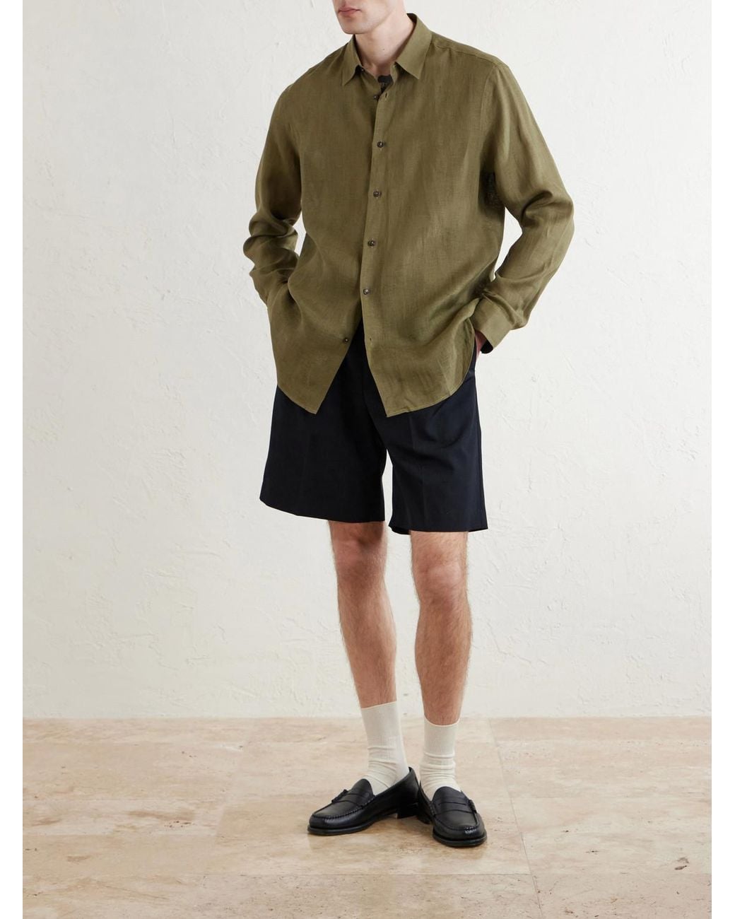 Paul Smith Green Linen-Twill Shirt for men