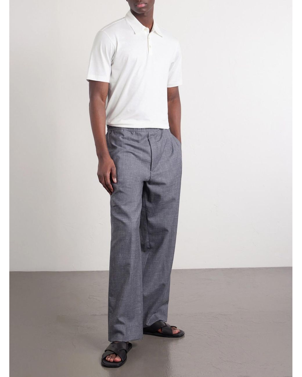 Slowear White Cotton And Silk-Blend Jersey Polo Shirt for men