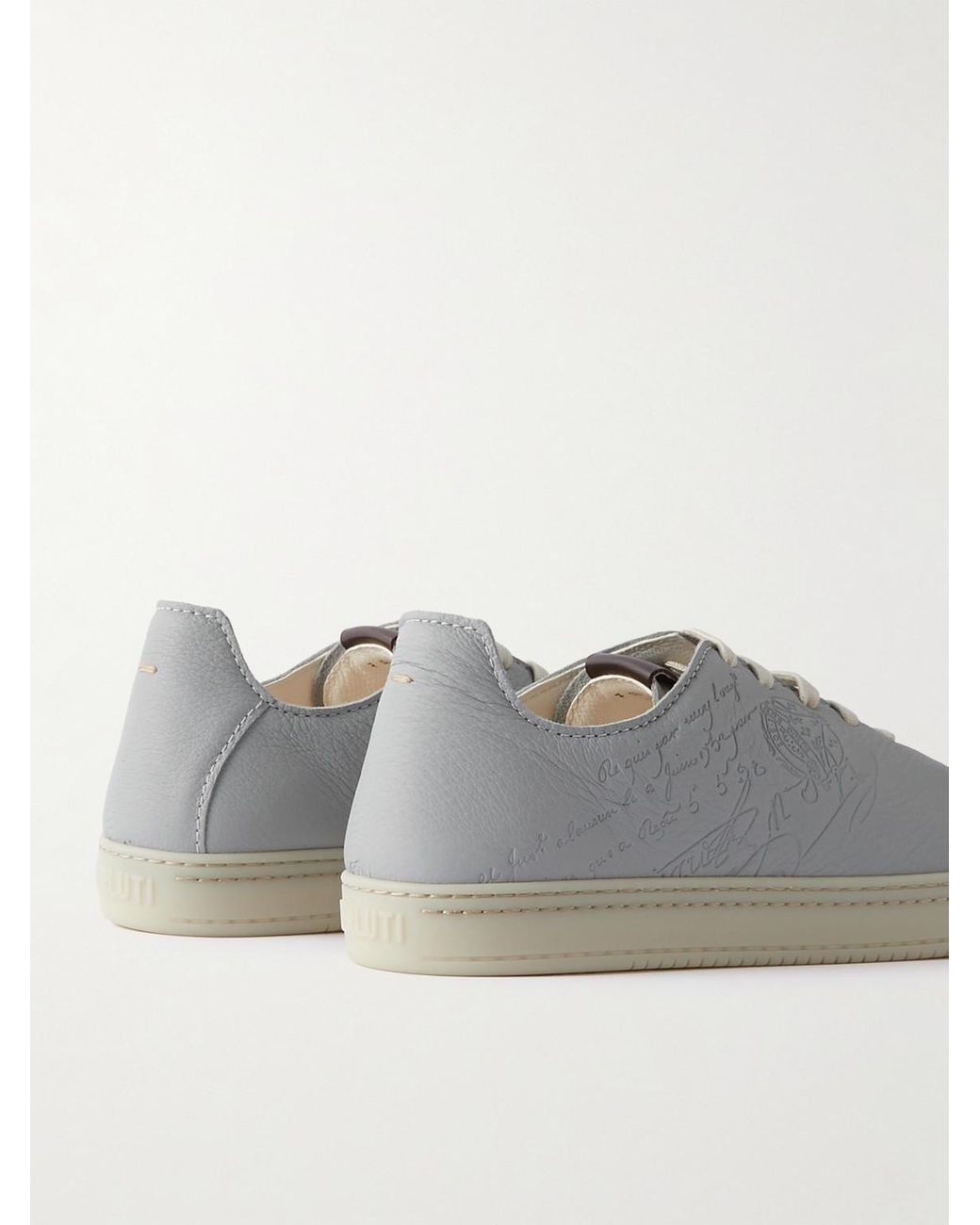 Berluti Eden Scritto Leather Sneakers in Grey for Men | Lyst