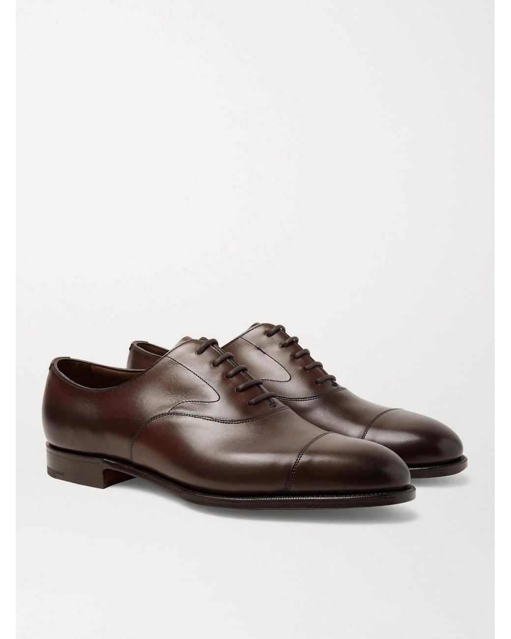 Edward Green Brown Chelsea Cap-toe Burnished-leather Oxford Shoes for men