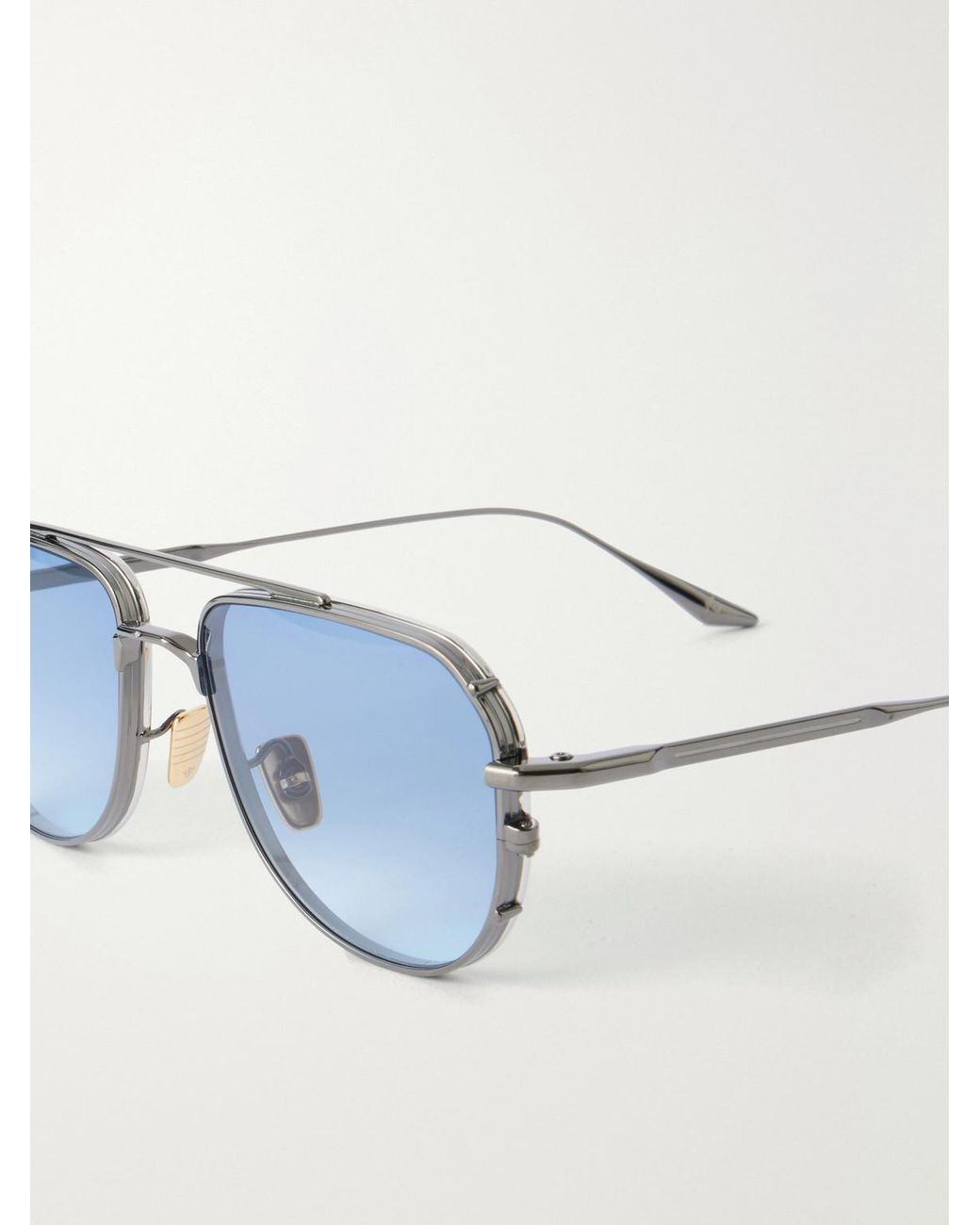 Jacques Marie Mage Blue Cendrars Double-Bridge Aviator-Style-Tone Titanium Sunglasses for men