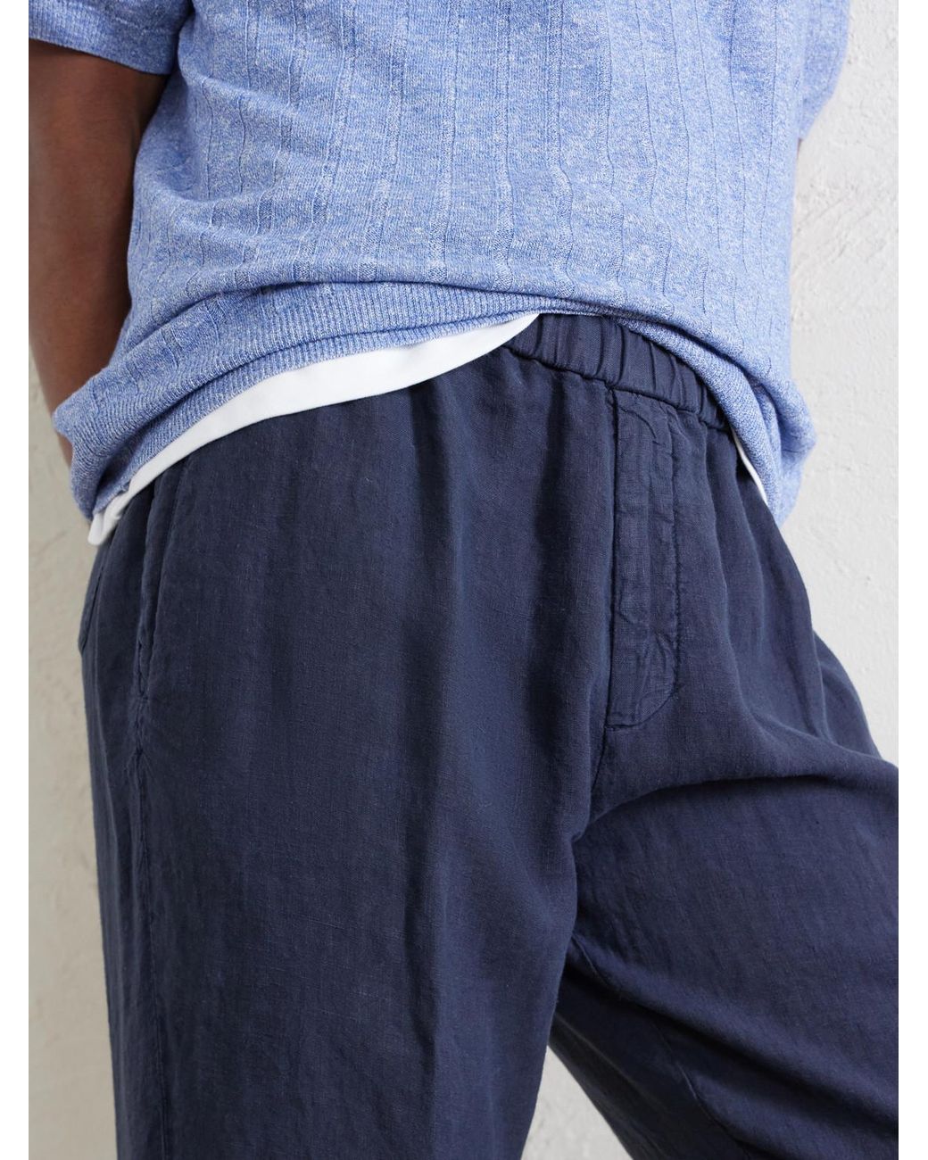 Boglioli Blue Tapered Linen Trousers for men