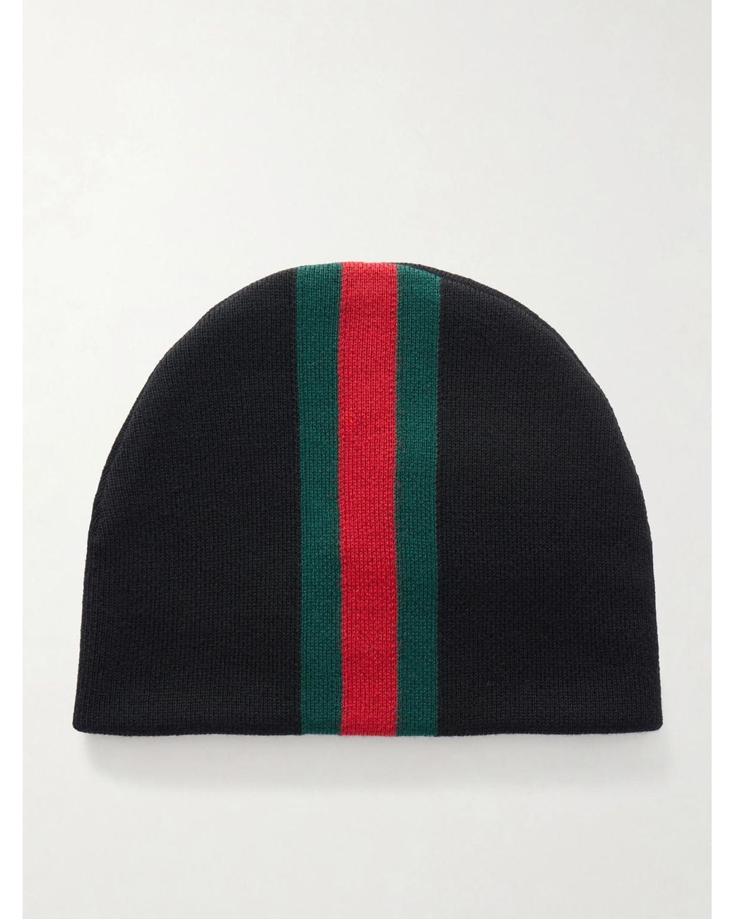 Gucci Blue Web Striped Wool Beanie for men