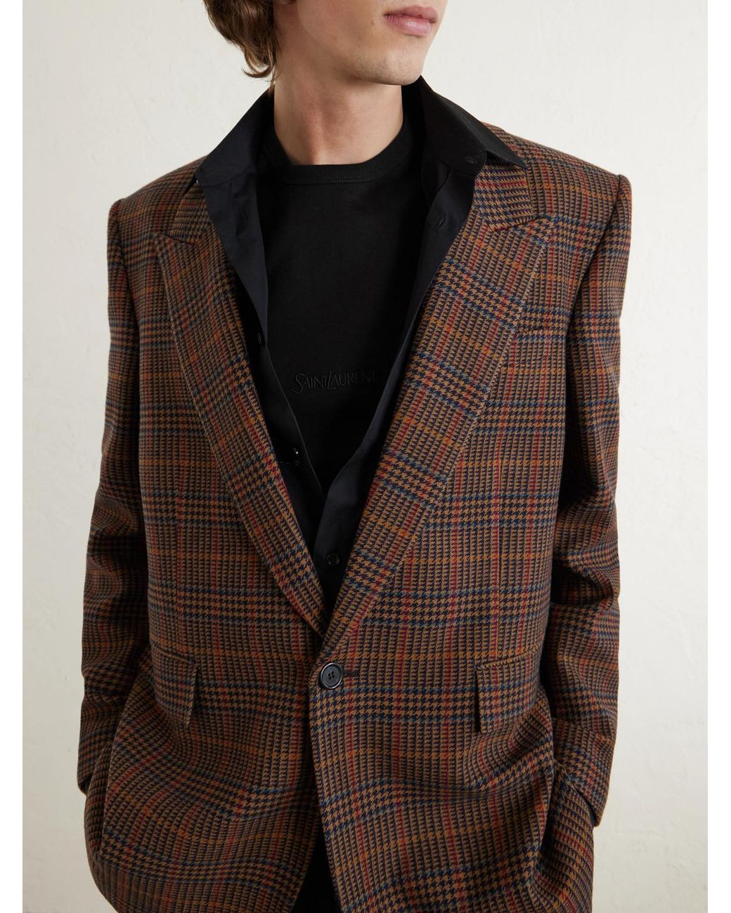 Saint Laurent T-Shirt aus Baumwoll-Jersey mit Logostickerei in Black für Herren