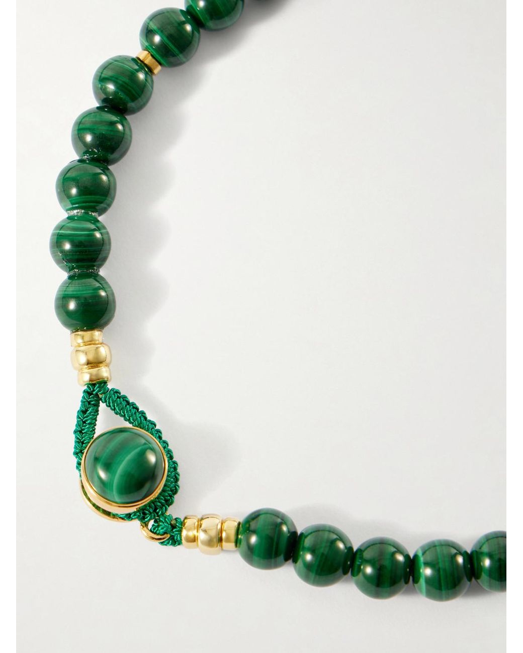 Mikia Green Circle 8-Plated Sterling Malachite Beaded Bracelet for men