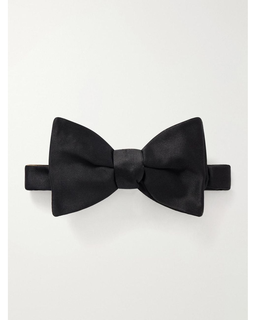 Favourbrook Black Pre-Tied Silk-Satin Bow Tie for men