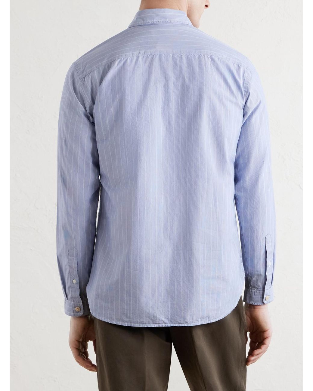 Oliver Spencer Blue New York Special Striped Cotton-Poplin Shirt for men