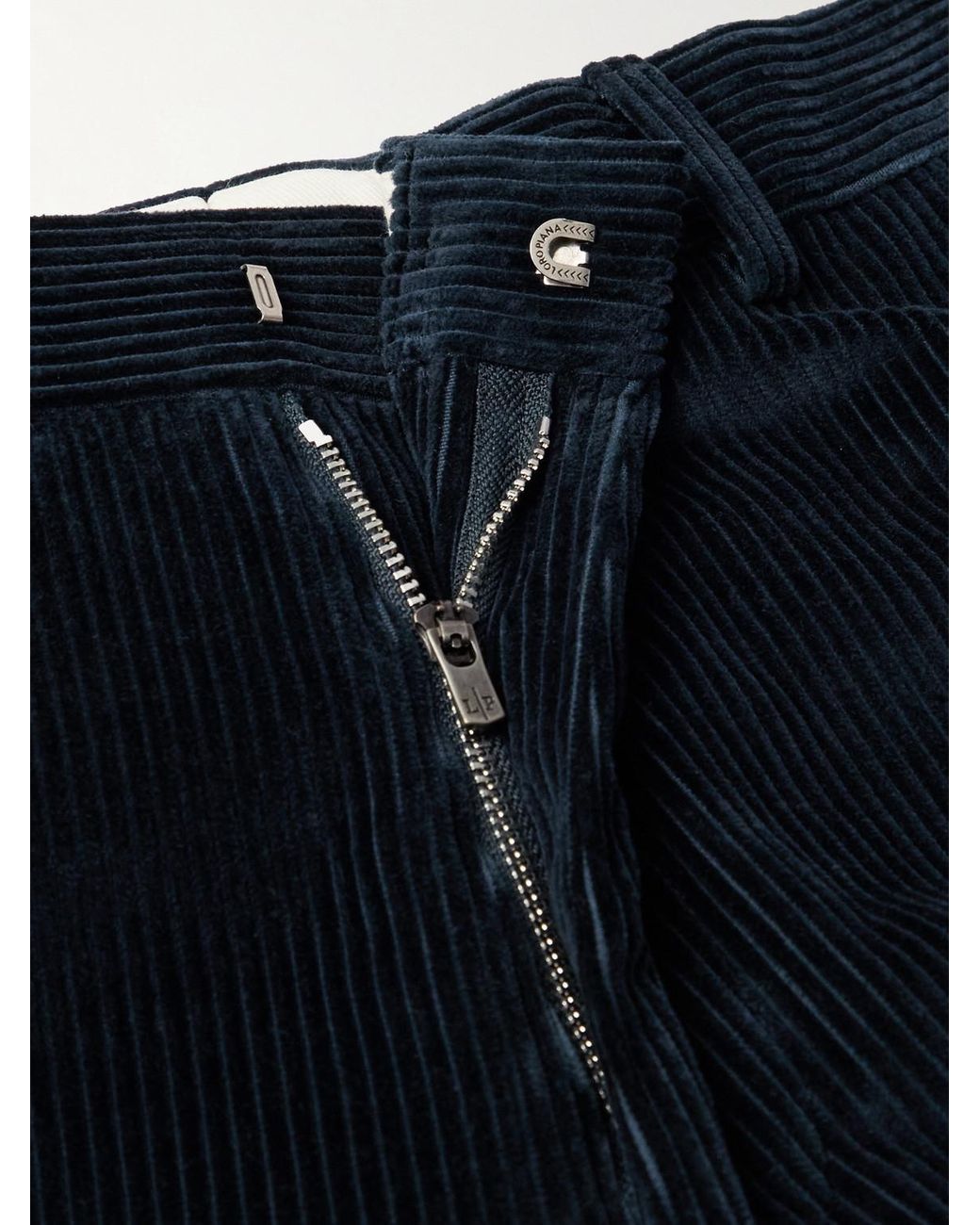 Loro Piana Blue Jarno Straight-Leg Cotton-Corduroy Trousers for men
