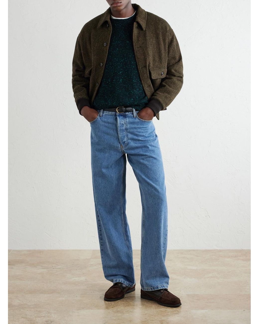 Inis Meáin Blue Merino Wool And Cashmere-Blend Sweater for men