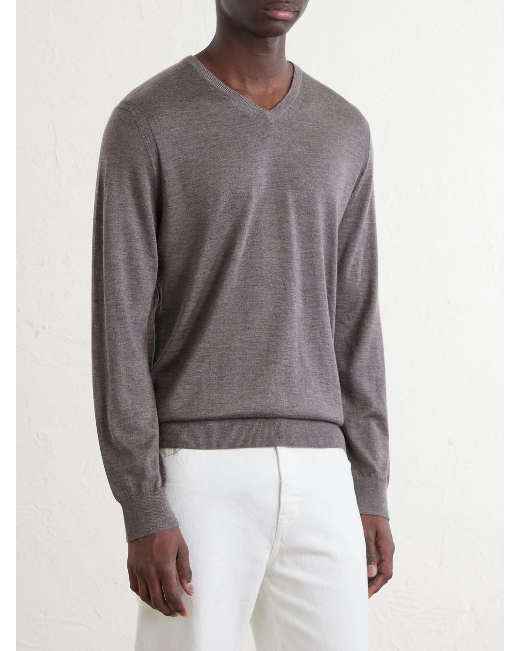 N.Peal Cashmere Gray Conduit Cashmere And Silk-Blend Sweater for men