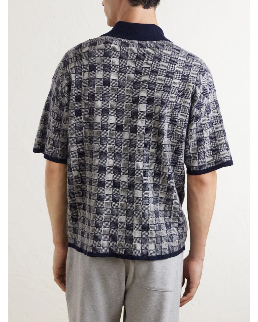 The Elder Statesman Gray Checked Cashmere Polo Shirt for men