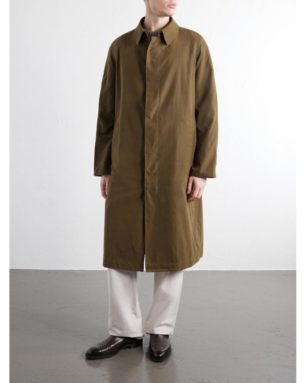 Anderson & Sheppard Green Shell Trench Coat for men