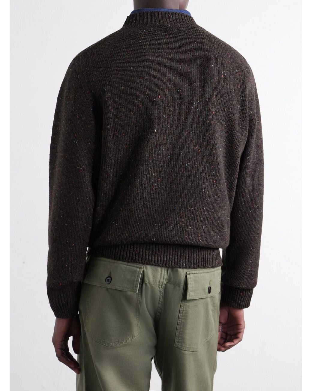 Drake's Black Donegal Mélange Wool, Cashmere And Silk-Blend Sweater for men
