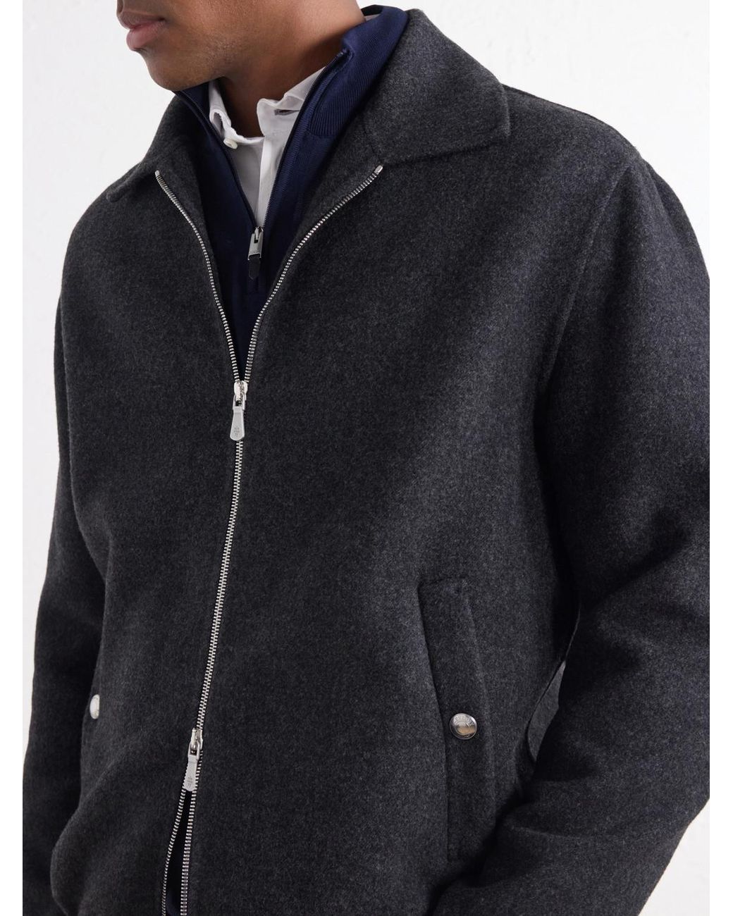Eleventy Black Wool Bomber Jacket for men