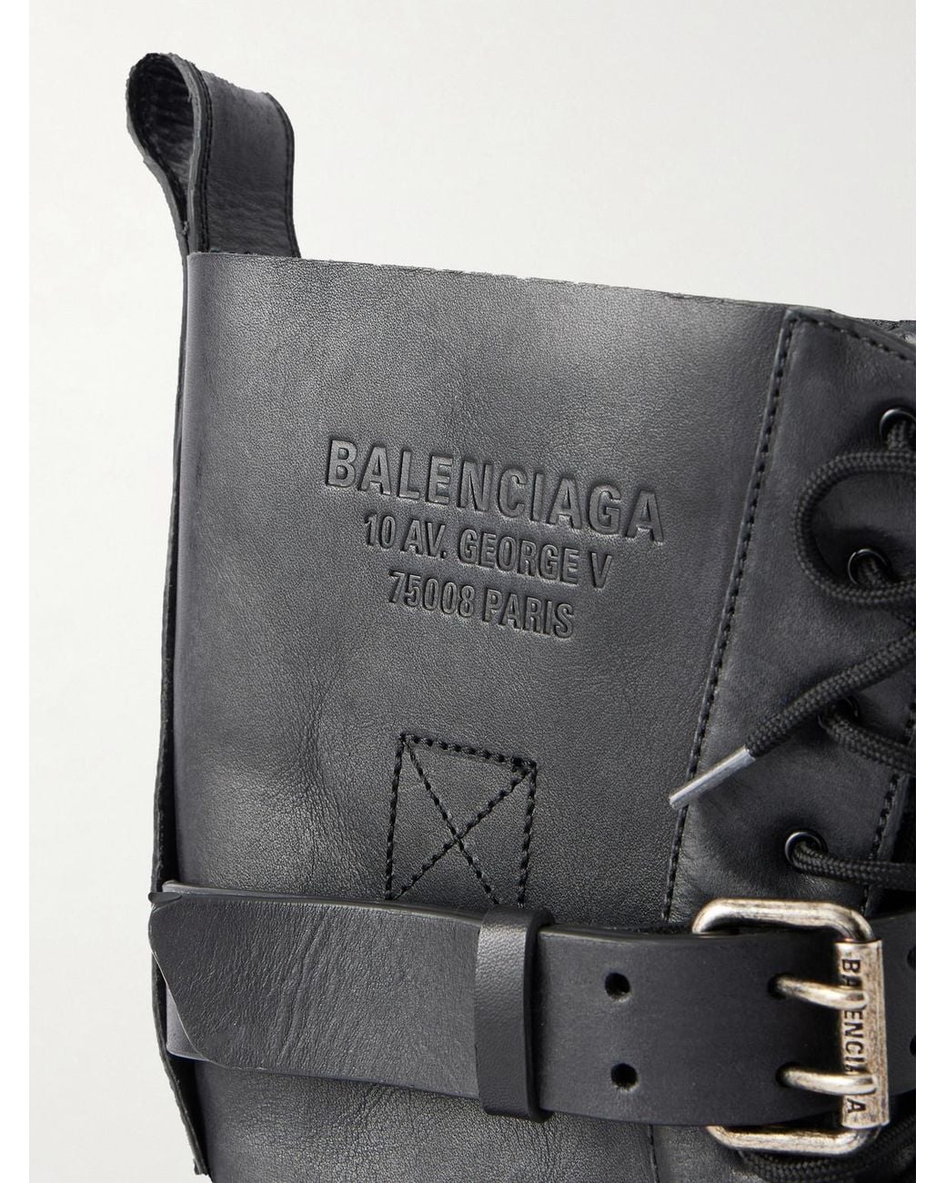 Balenciaga Black Venom Distressed Leather Boots for men