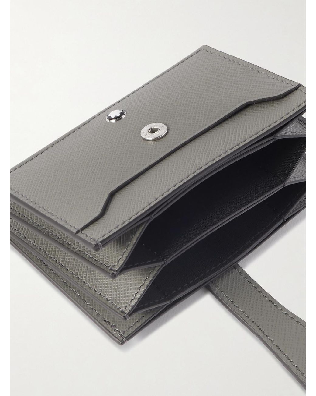 Montblanc Gray Sartorial Cross-grain Leather Accordion Cardholder for men