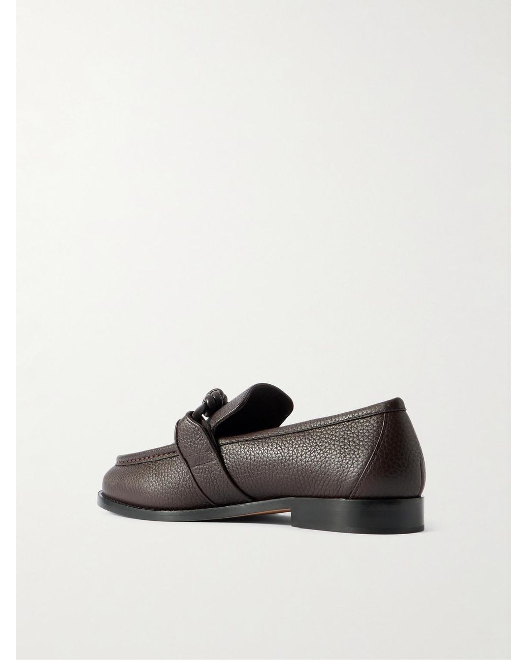 Bottega Veneta Brown Astaire Knot-Detailed Full-Grain Leather Loafers for men