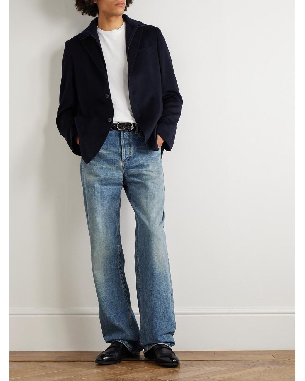 Zegna Blue Layered Cashmere Blazer for men